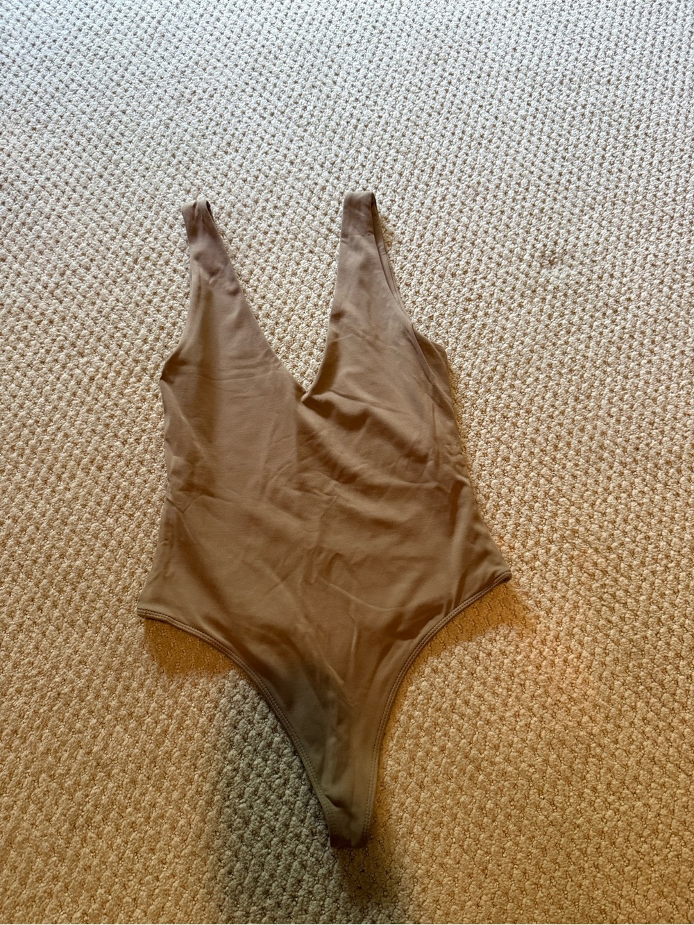 Babaton Brown Taupe Contour Deep V-neck Bodysuit - Size Small